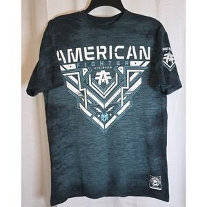 American Fighter Mens Large Blue Training T Shirt UFC MMA Athletic Buckle